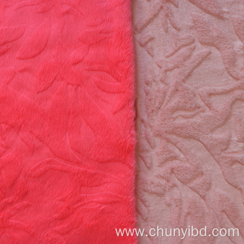 New Design Embossed Double Side Warp Knitted Coral Fleece Fabric For Coat Sofa Cover